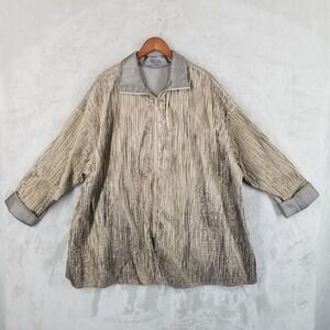 Mycra Pac One Jacket Women 2X Metallic Sand Crinkle Packable Raincoat w/ Bag New